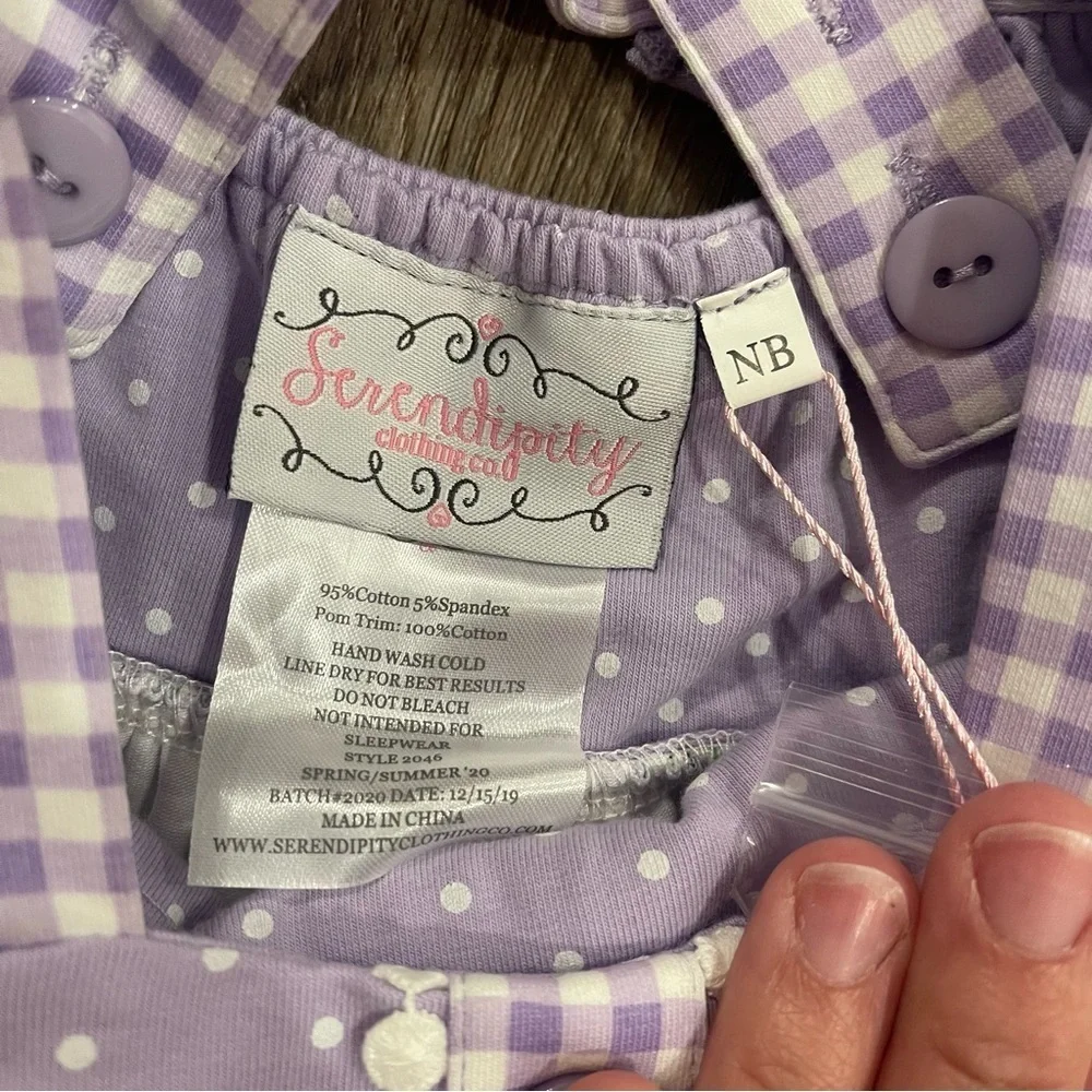 Serendipity Romper Baby Girl Sz Newborn Pastel Purple Mint Floral Gingham Girly